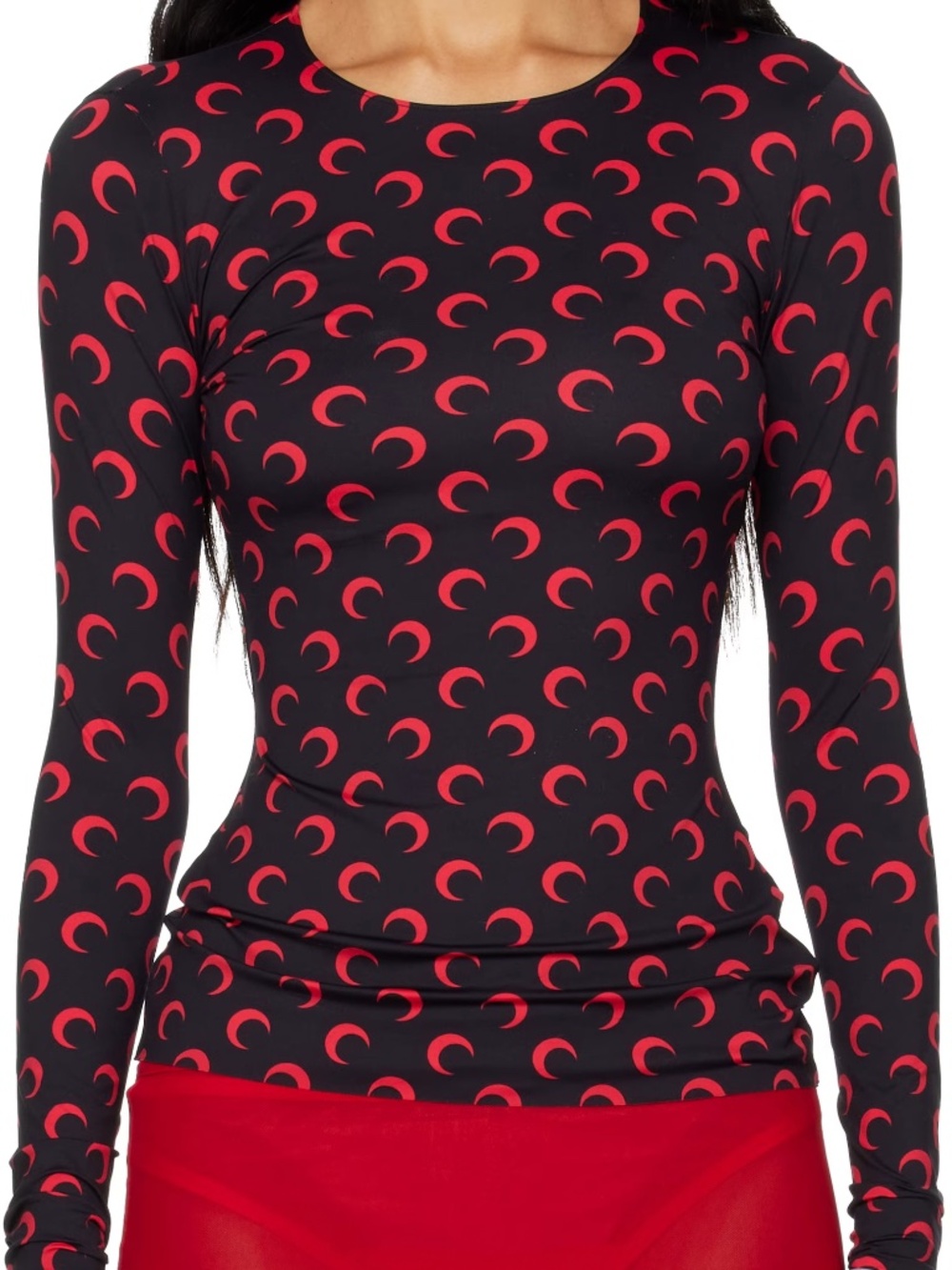 Marine Serre Brown Cream Moon Print Long Sleeve Top